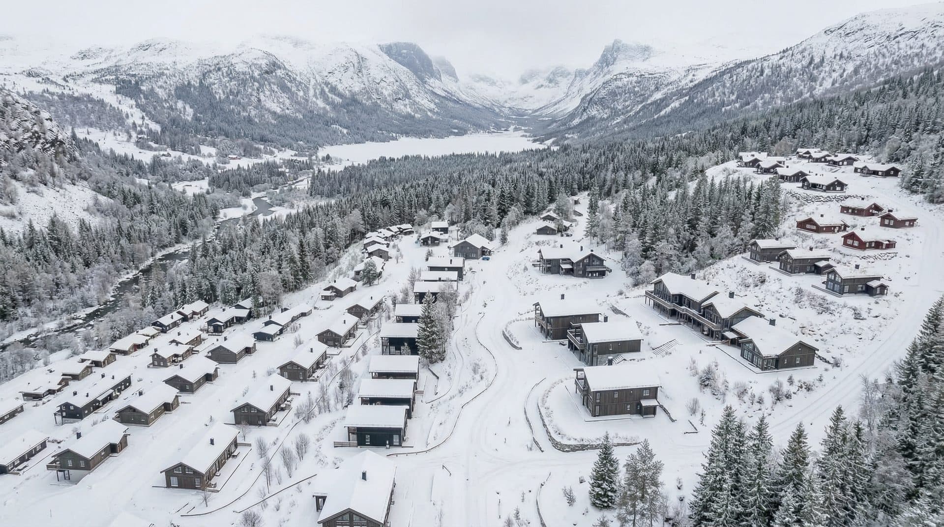 Høydroneskudd hyttefelt, vinter